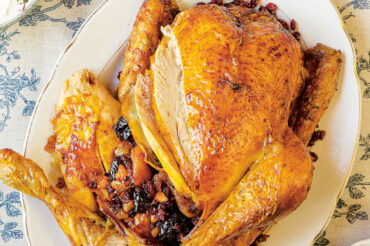 Saffron Roast Chicken Stuffed with Dried Fruit