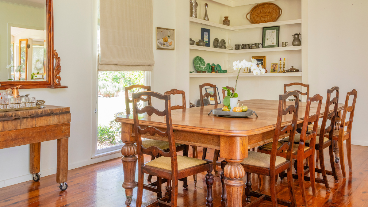 wooden dining set in livingspace