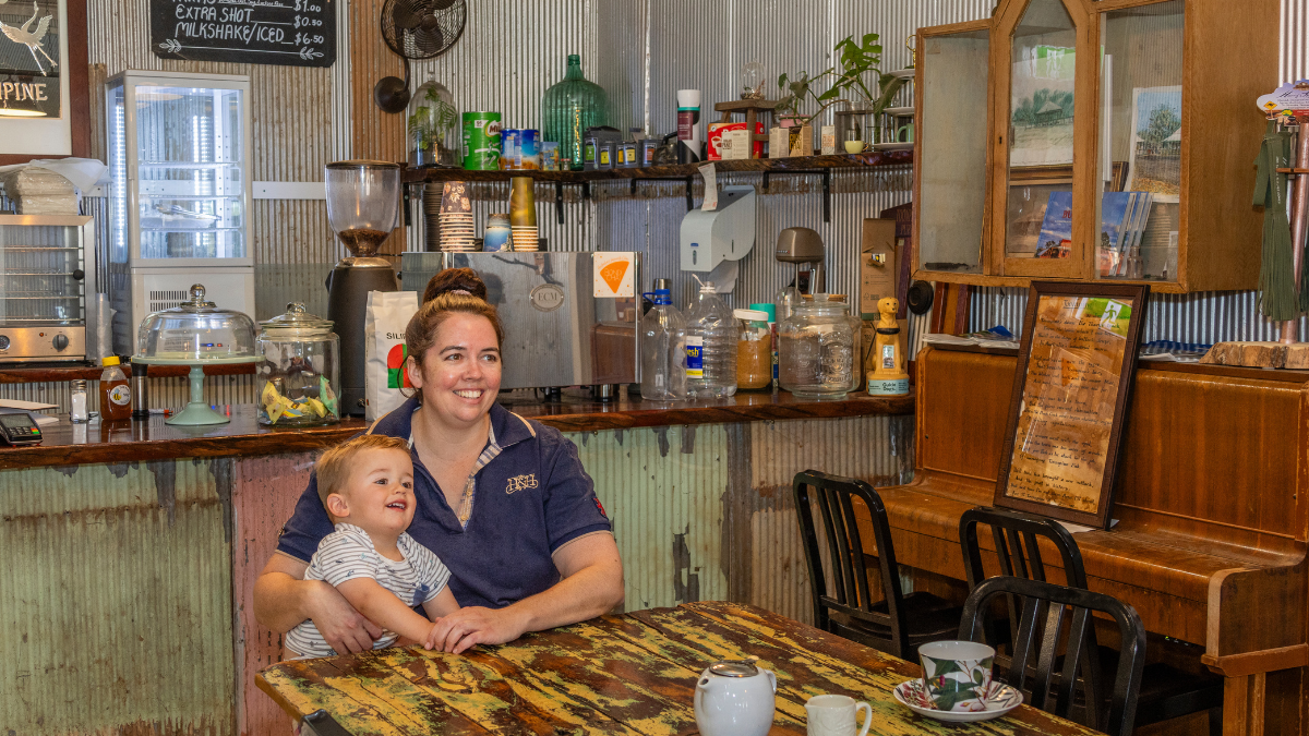 Country Diner with a woman and a child