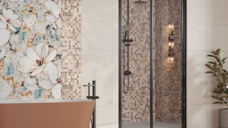 Framed Shower Screen In Bathroom